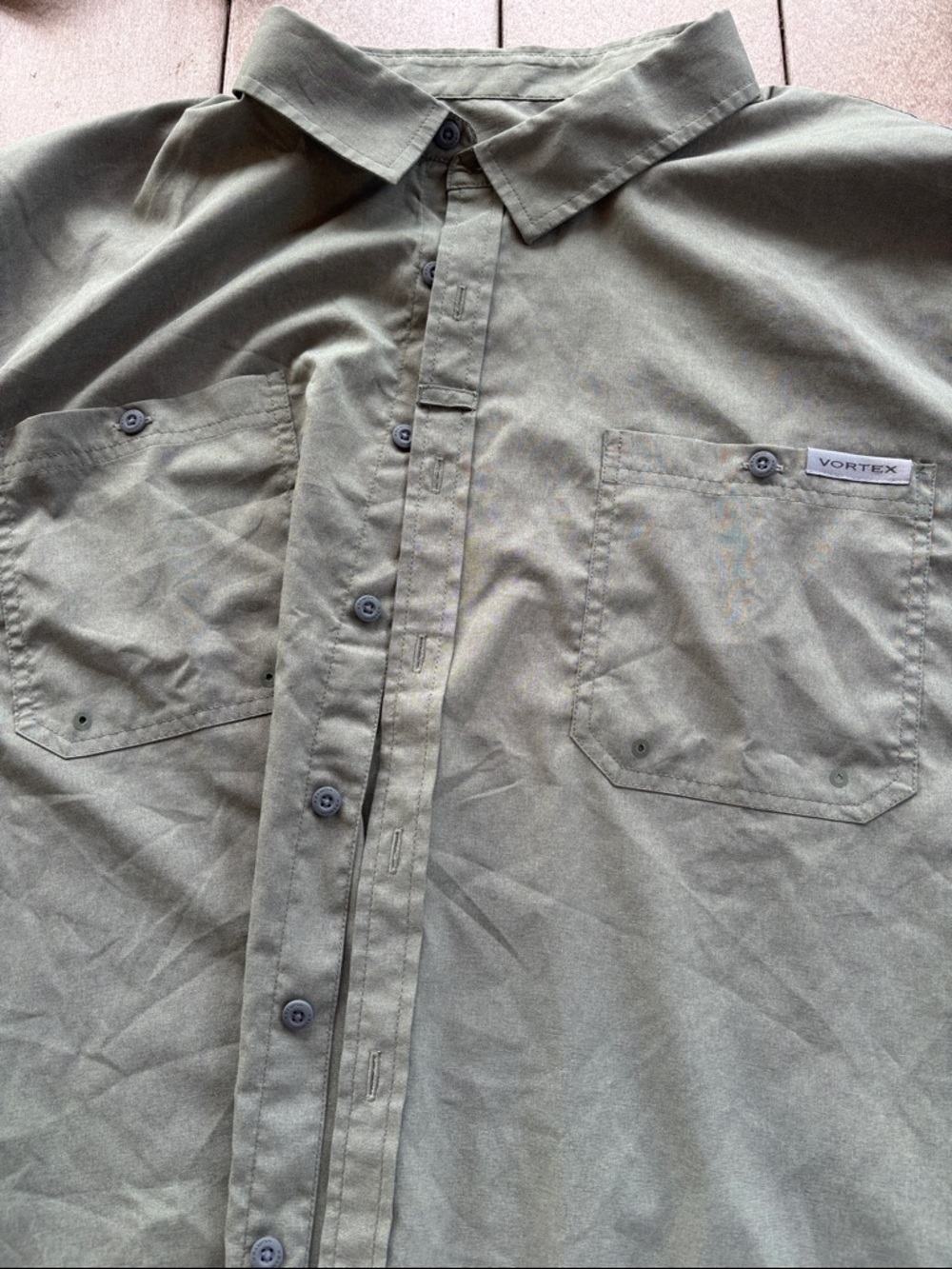 VORTEX Men's Olive Green Casual Button-Down Shirt